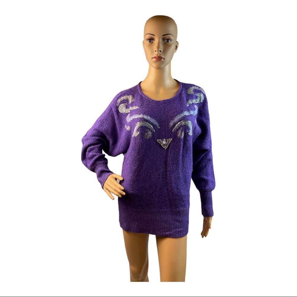 Cedars Women’s Vintage Purple Silk Angora Blend Sweater. Size Medium.